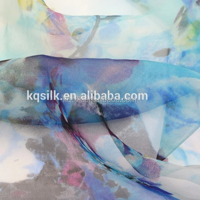 
nature romantic transparent big floral daisy print pure silk organza 