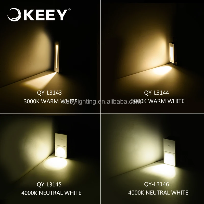 2021 keey hot sale rectangle stairs wall light indoor led 3w white stair lights led step L3144