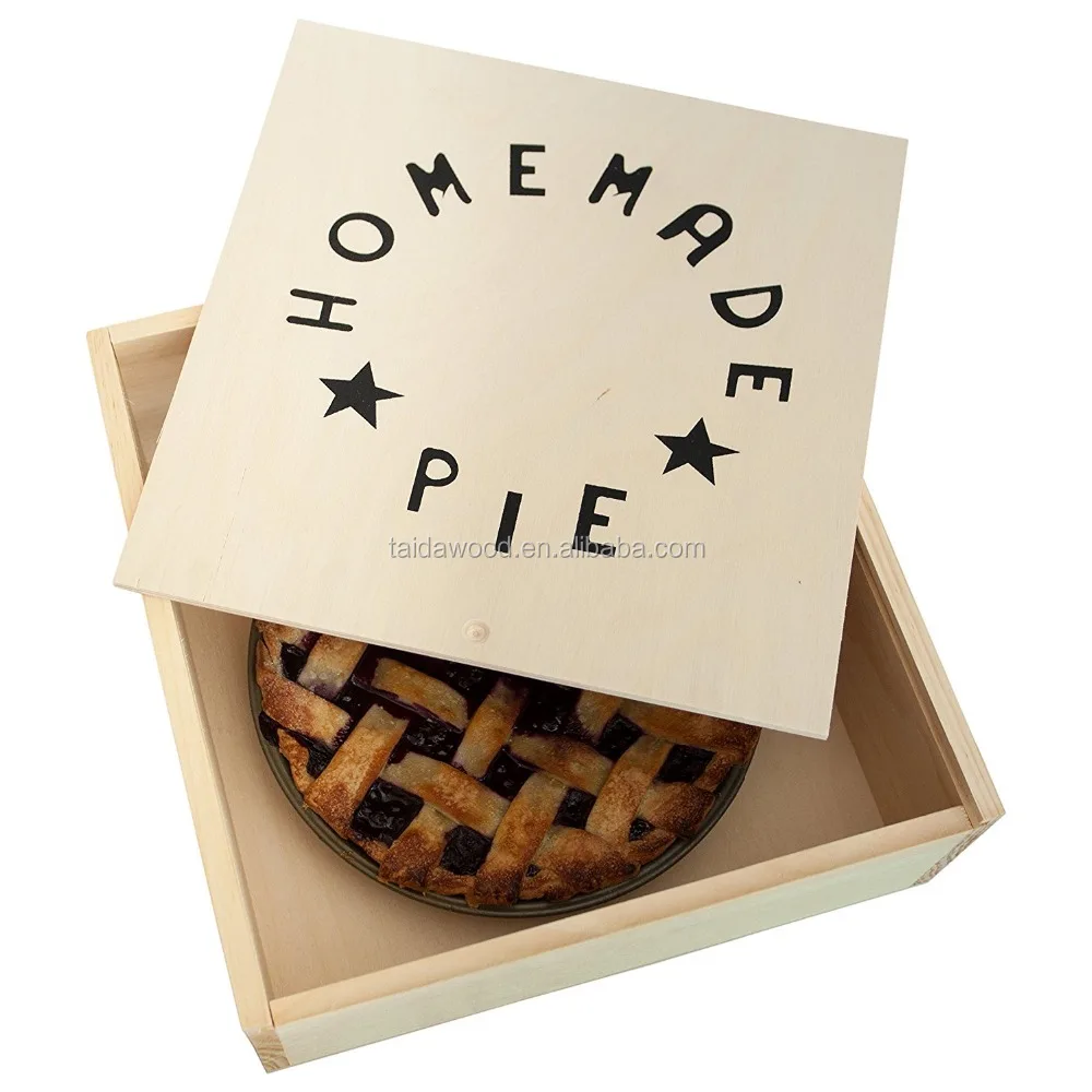 Custom personality slide pine wooden pie box with lid