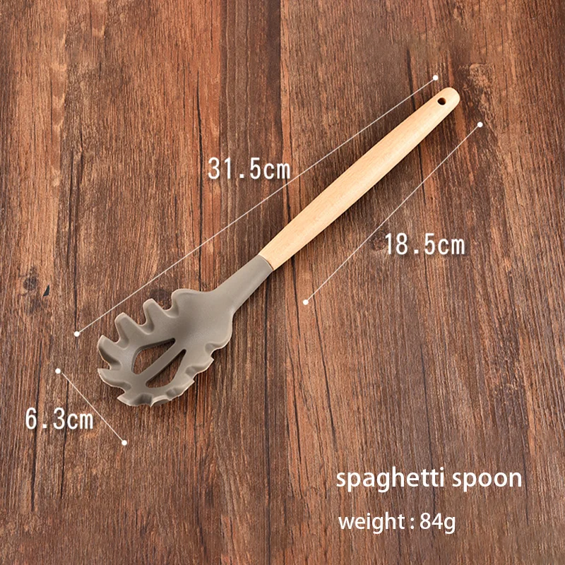 Wholesales Eco-friendly Kitchen Utensil Set 9 Pieces Wooden Handle Silicone Kitchen Set