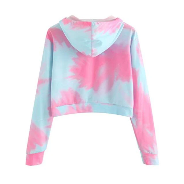 
Women crop top tie dye sweater hoodie custom logo 