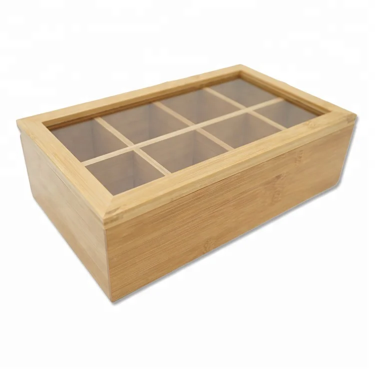 Kitchen Tea Box Bamboo Tea bag Organizer Taller Size Holds 120+ Standing or Flat Tea Bags coffee Storage