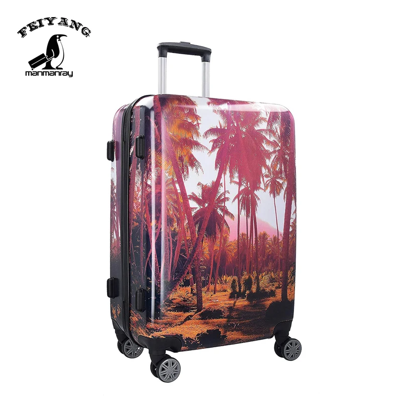 Customized Design ABS PC 3 pcs 20/24/28 Inch Travel Suitcase Printed Luggage Set