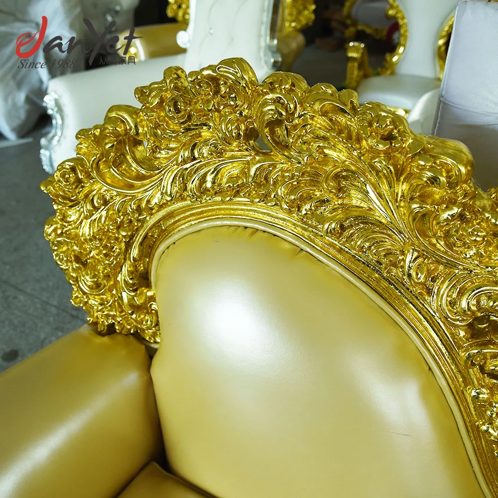 Hot sale royal baroque classic leather wooden carved sofa set