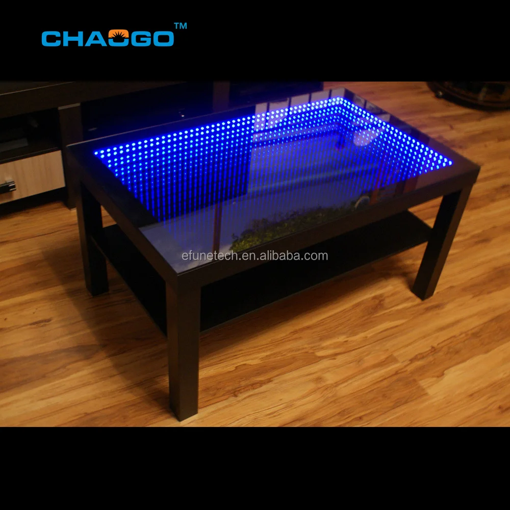 interactive bar furniture infinity table light up illuminated infinity led desk with remote control