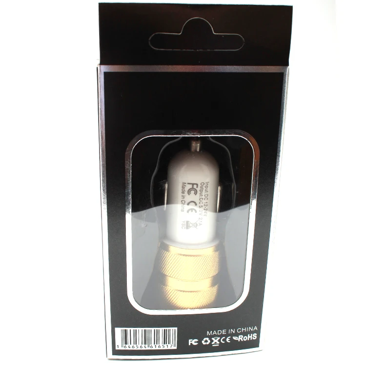 Двухслойное компактное автомобильное зарядное устройство из алюминиевого сплава с 2 usb-портами