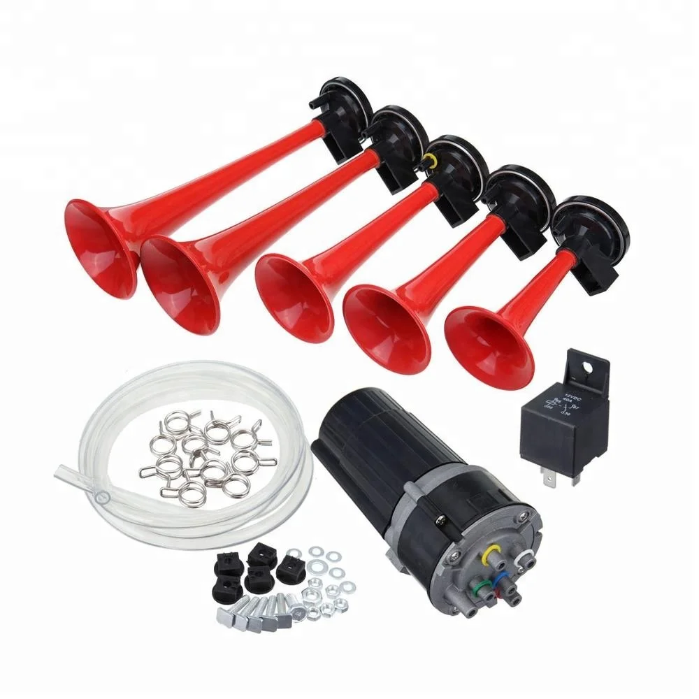 Music Dixie Electronic Chrome Air Horn Compressor 5PCs System