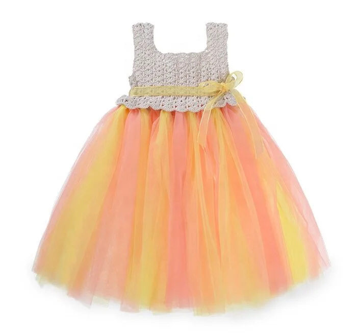 Handmade Crochet Top With Tulle Tutu Baby Dress