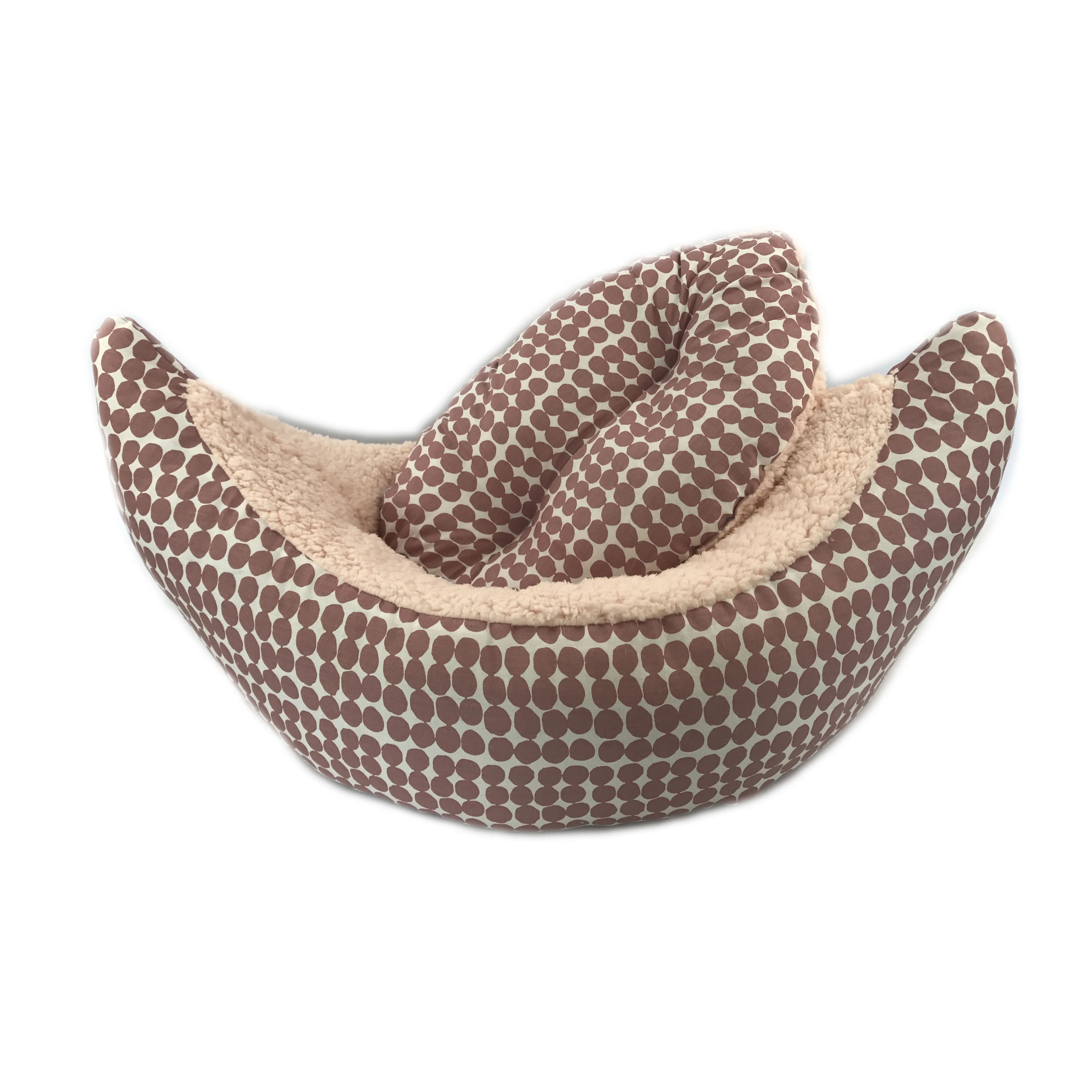 
Cute Unique Printed Fabric Plush Boat Shaped Banana Cat Dog Bed Sets Pet House Cat Beds 