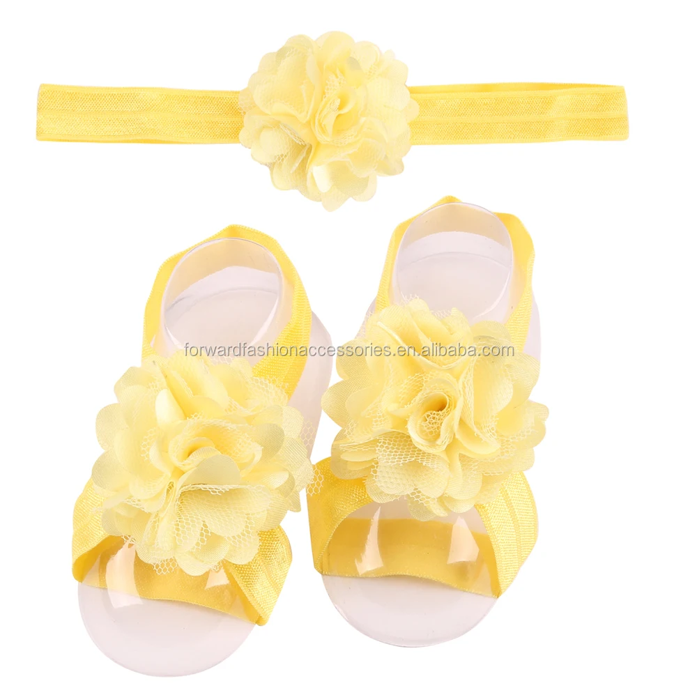 Бесплатная доставка Розничная продажа Детские босоножки на шнуровке с цветами комплект повязки