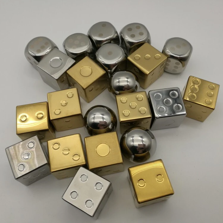 Premium Gold Dice Whiskey Stones Stainless Steel Gold Ice Cube Whiskey Rocks & Stainless Steel Ice Cubes for wine