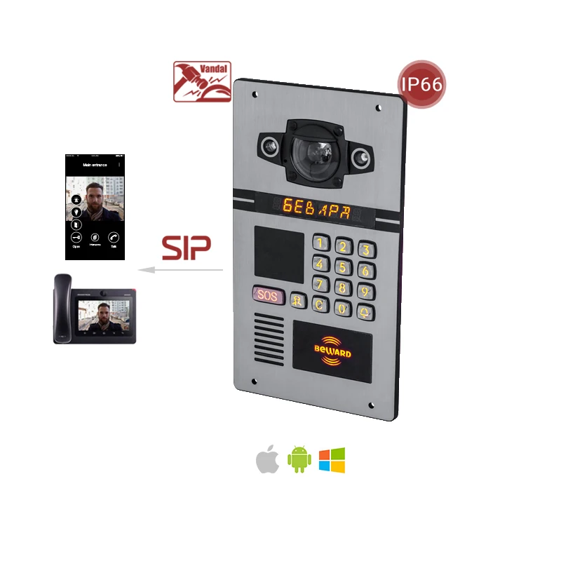 TCP/IP/SIP MULTI apartment video door phone intercom opening systems with keypad