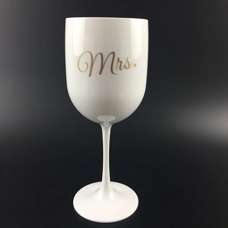 disposable plastic  champagne flute / glass with log printed for Wedding Garden Party
