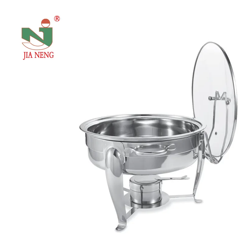Stainless Steel Round Chafing Dish And Food Warmer With Glass Lid