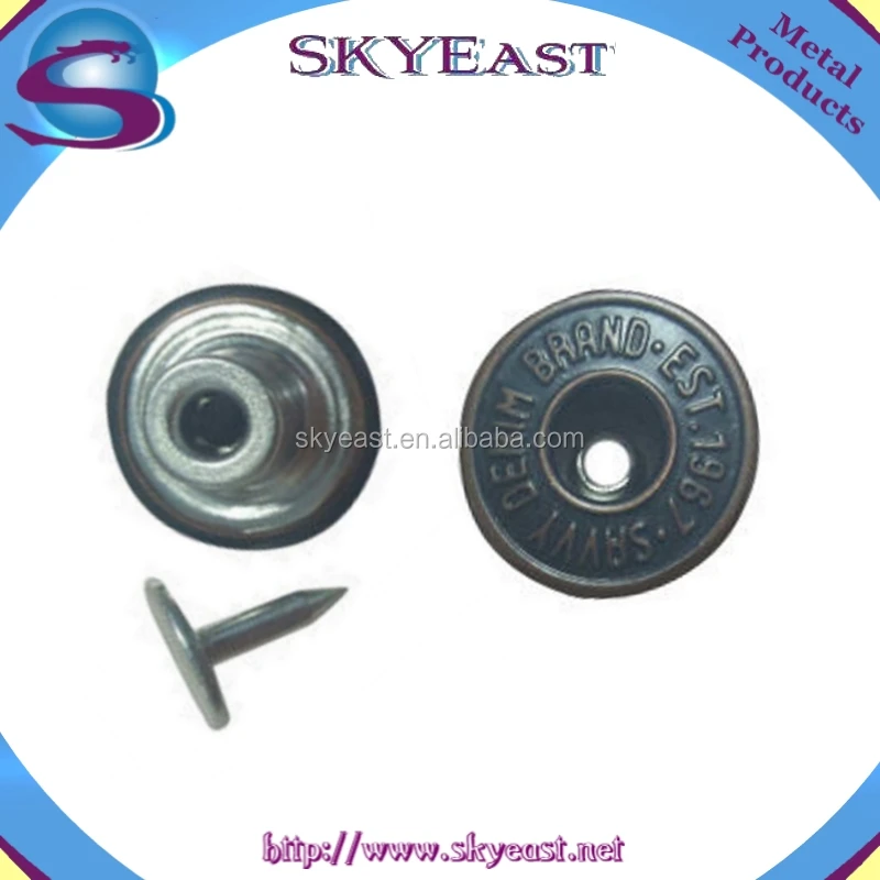 Wholesale Raised Logo Open Top Single Pin Jean Shank Buttons