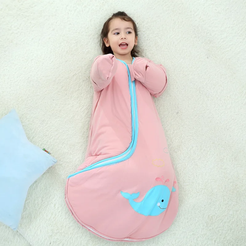 
Adjustable Baby Infant Cotton Blankets Sleeper Gowns Toddler Wearable Blankets Long Sleeves Warm Sleeping Bags 