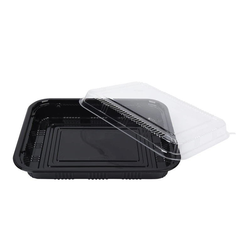 sell rectangle black PS sushi take out container disposable plastic food container with lid