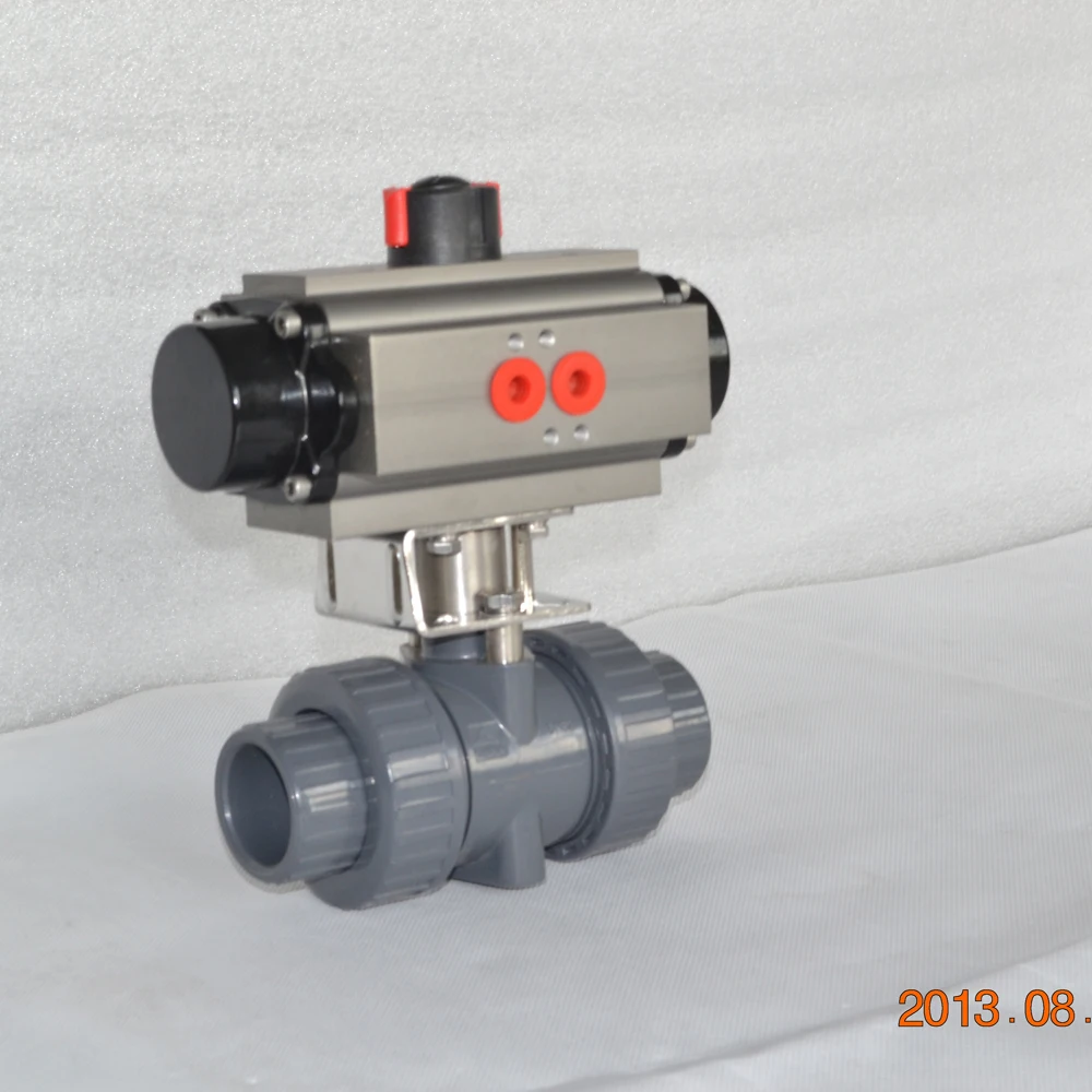 plastic 2 way PVC UPVC double union pneumatic actuated ball valve