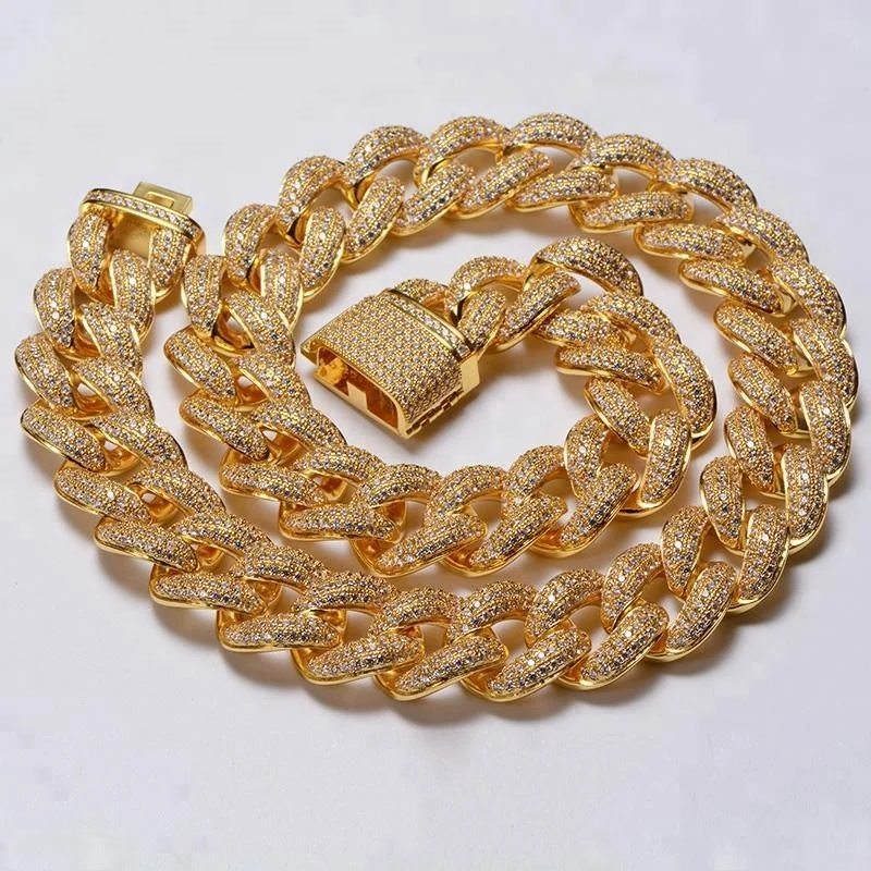 18K Gold 24MM Iced Out Diamond Cuban Link Chain