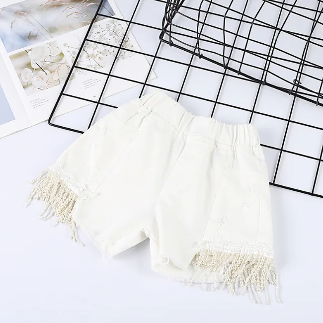 
PHB 60618 white color children 2019 new summer girls shorts jeans 