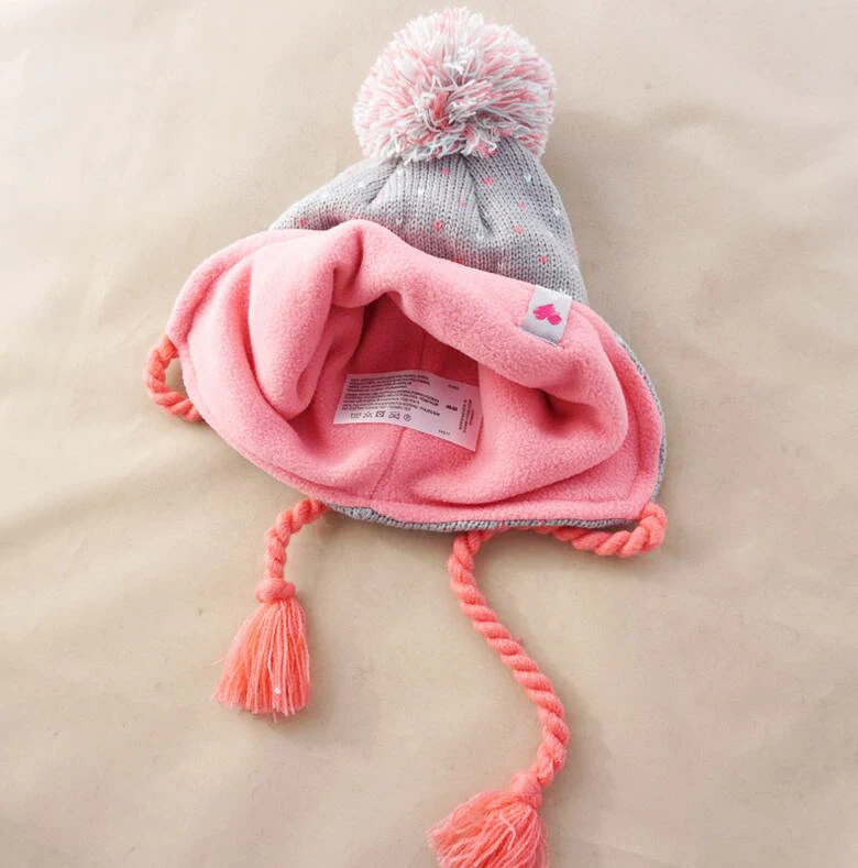 Cheap Knitted Cute Girls Funky Hats Winter Kids Hats With Ear Flaps
