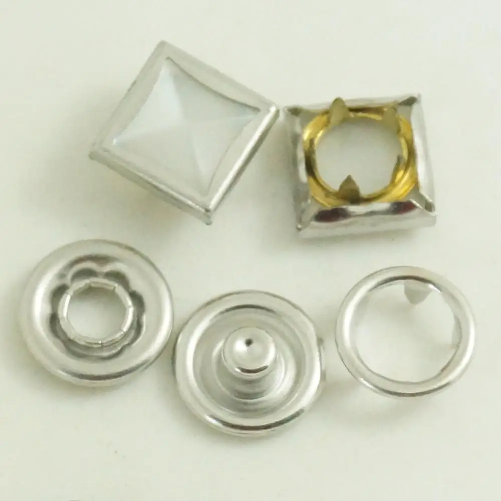 
no MOQ custom square pearl prong snap button for T shirt 