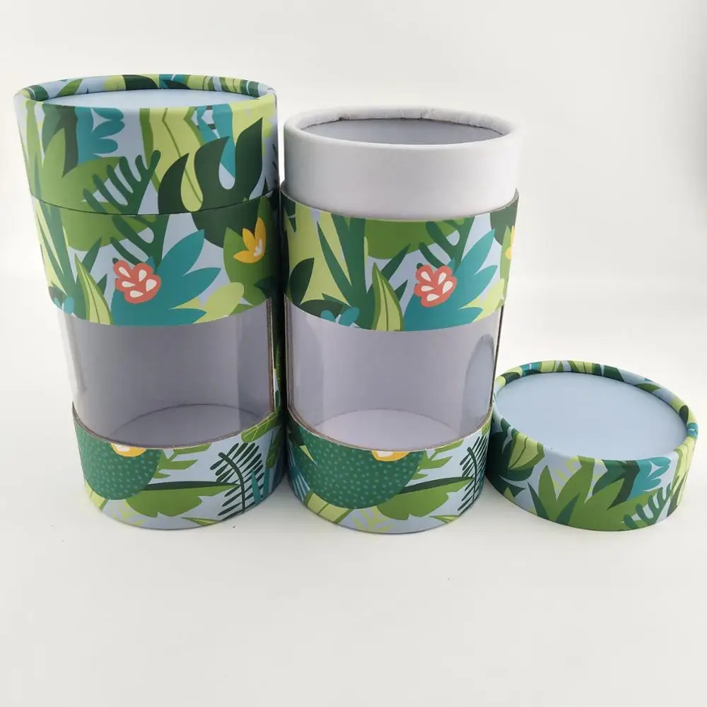 Custom kraft paper tube/cardboard round box with clear window