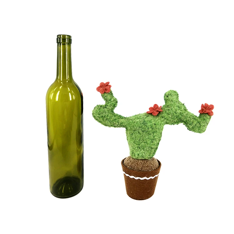 Factory price crochet felt fabric decoration tropical with pot plant potted mini bonsai artificial cactus plants