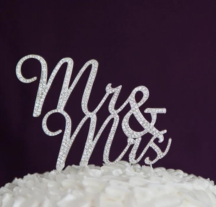 Wholesale Mr&Mrs Rhinestone Wedding Cake Topper Rhinestone Number Cake topper, Wedding Cake Decoration Bling Party Favor CT002