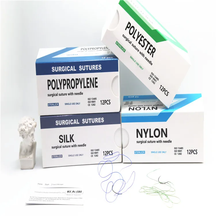 cheap needle with thread 1 0 surgical body stitching nylon suture