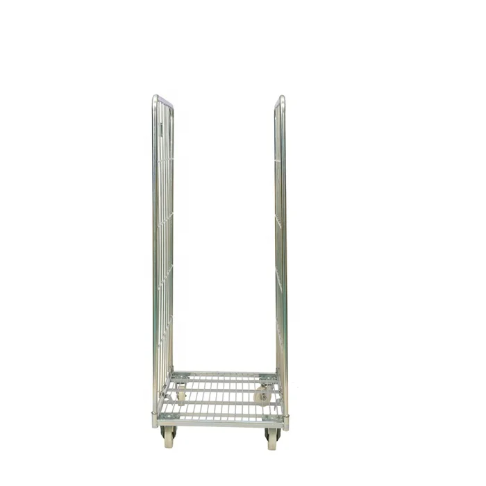 Galvanized foldable warehouse mild steel welded logisitic storage wire metal mesh roll container with wheels