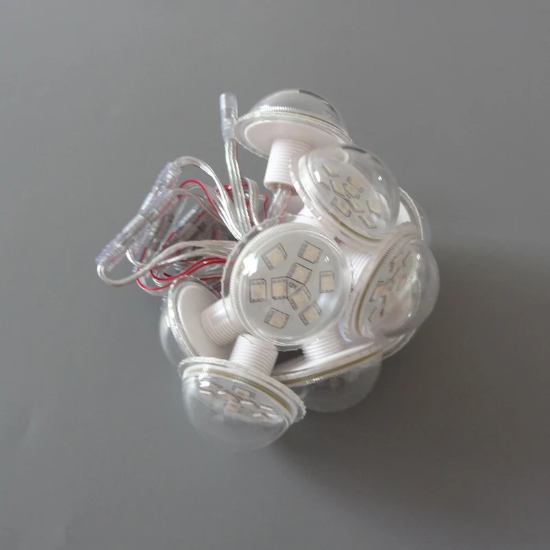 45mm 9leds Cabochon funfair rgb pixel led lights with pigtails for amusement rides transparent cover