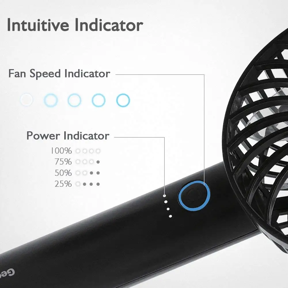 5 Speed 4 Inch Pocket Size Prismate FrancFranc Hot-sale Battery Operated Fan Portable USB Handheld Personal Table Desktop Fan