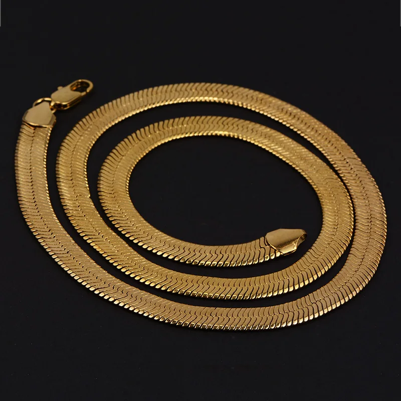 
10mm PVD 14K Gold Plaiting Stainless steel Herringbone Link Chain Wholesale 
