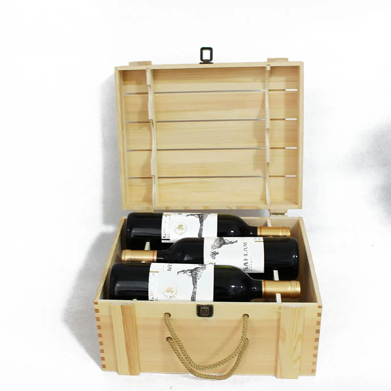 Wholesale antique wooden wine boxes high quality pine wooden wine gift box wine case