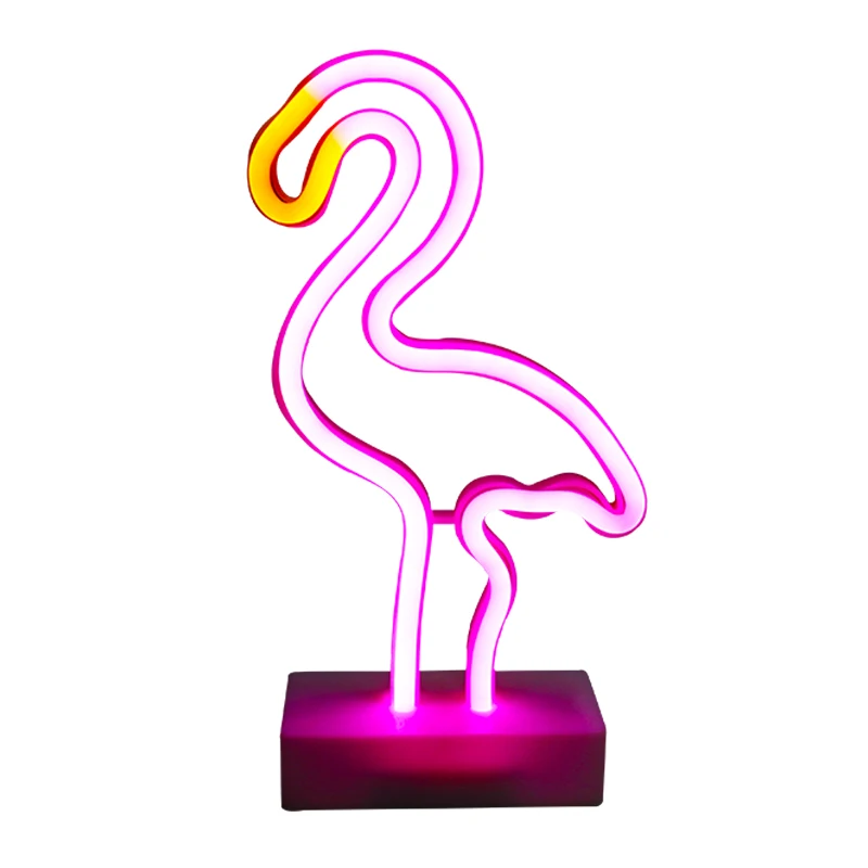 diy 3d pink flamingo plastic led custom neon light bedroom decor