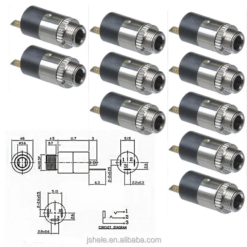 3.5mm Mini Female Headphone Jack Plug Stereo Audio Panel Mount Connector