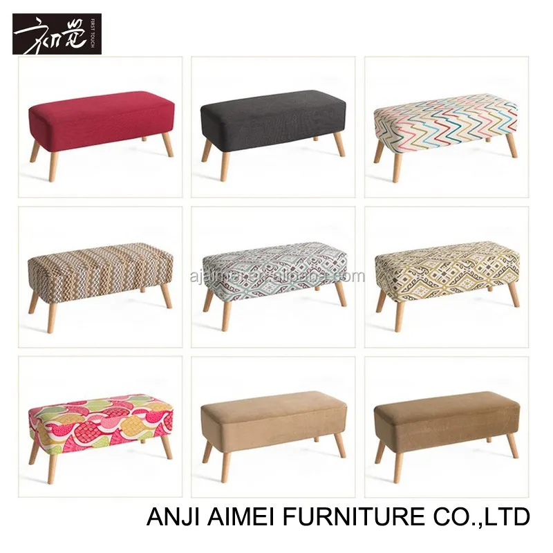 First Touch Modern Style Long Fabric Sex Wooden Bench