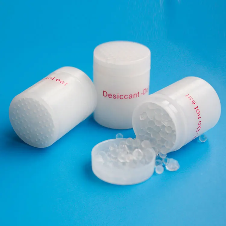 plastic cylinder silica gel desiccant to keep pills, tablets or capsules dry