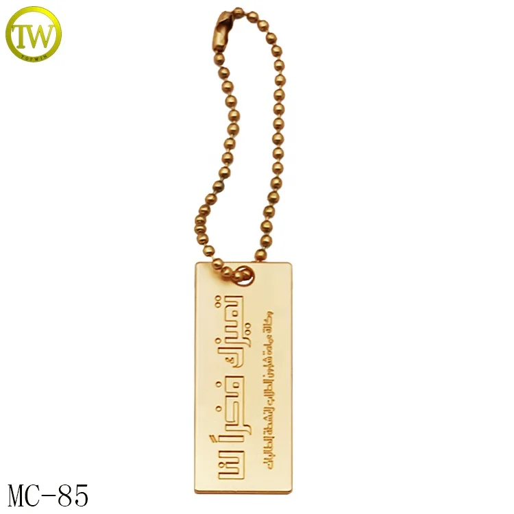 Custom engraved name round hang plate silver wallet metal chain tag with hook