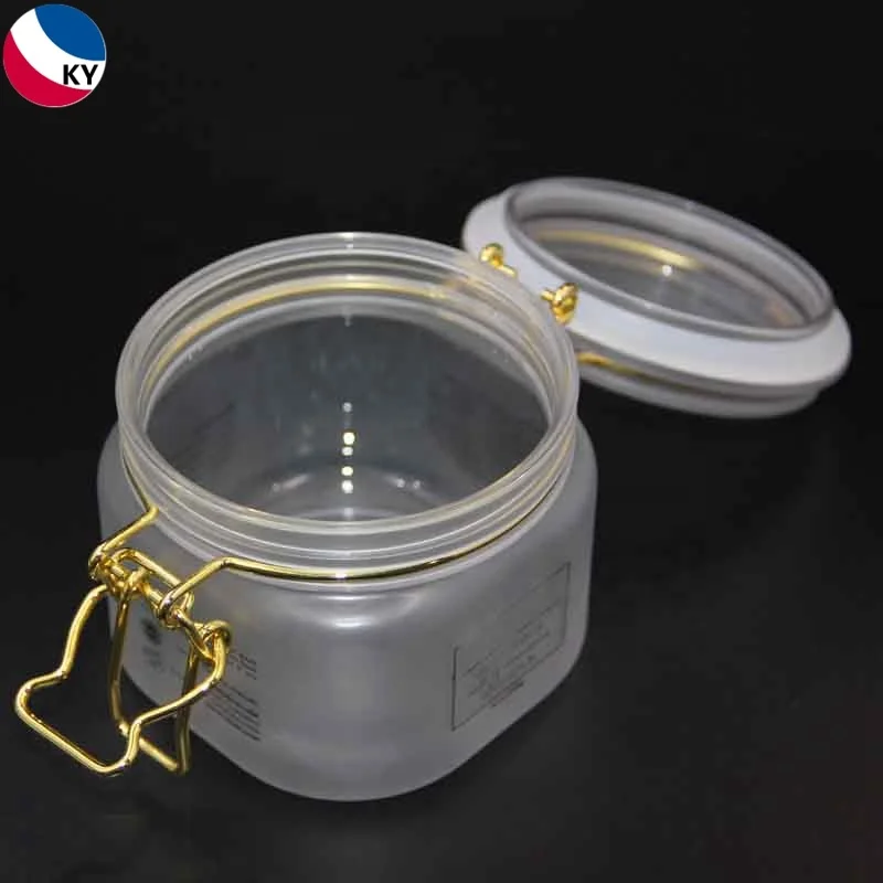 Оптовая продажа, квадратные пластиковые банки 10 унций, квадратная Косметическая Золотая баночка для крема для лосьона для тела