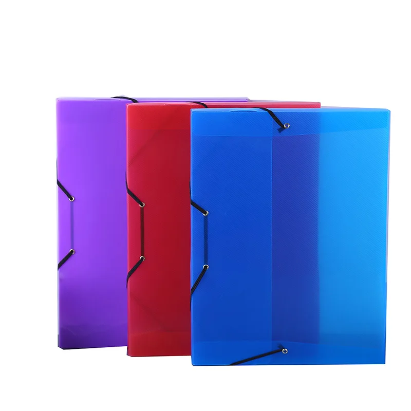 Colorful expanding transparent elastic cord punch hole file folder