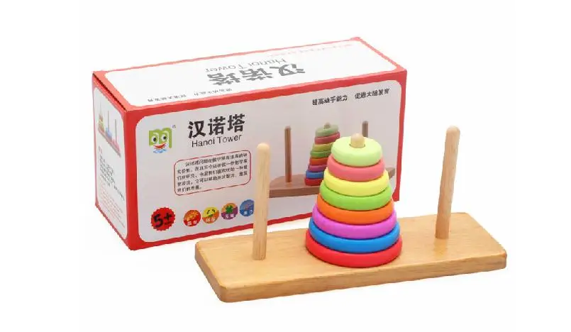 kids Hanoi Tower games Children s early education wooden toys Parent child toy Free delivery