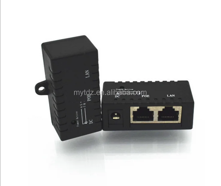 Gigabit Passive PoE injector power over ethernet wall mount with LED and 2.1mm x 5.5mm DC connector