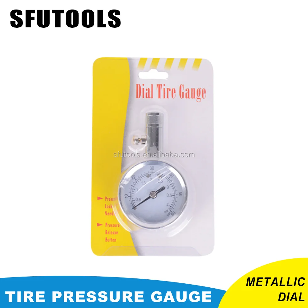 High Accuracy Metallic Dial Tire Pressure Gauge 60PSI for car