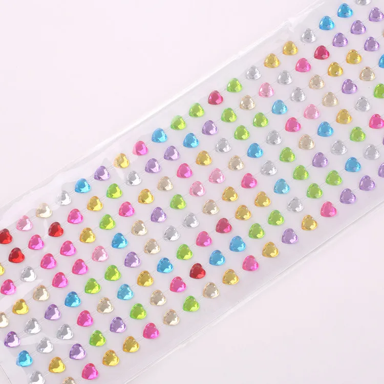 mix colorful heart shape gem sticker rhinestone sticker car sticker for decoration