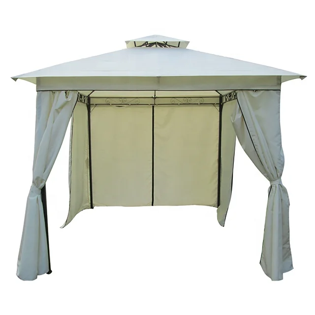 3x3M Steel double roof gazebo with sidewall curtains