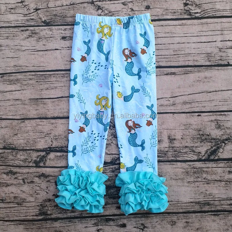 Super cute style girls icing leggings printed wholesale baby ruffle pants children fashion pants