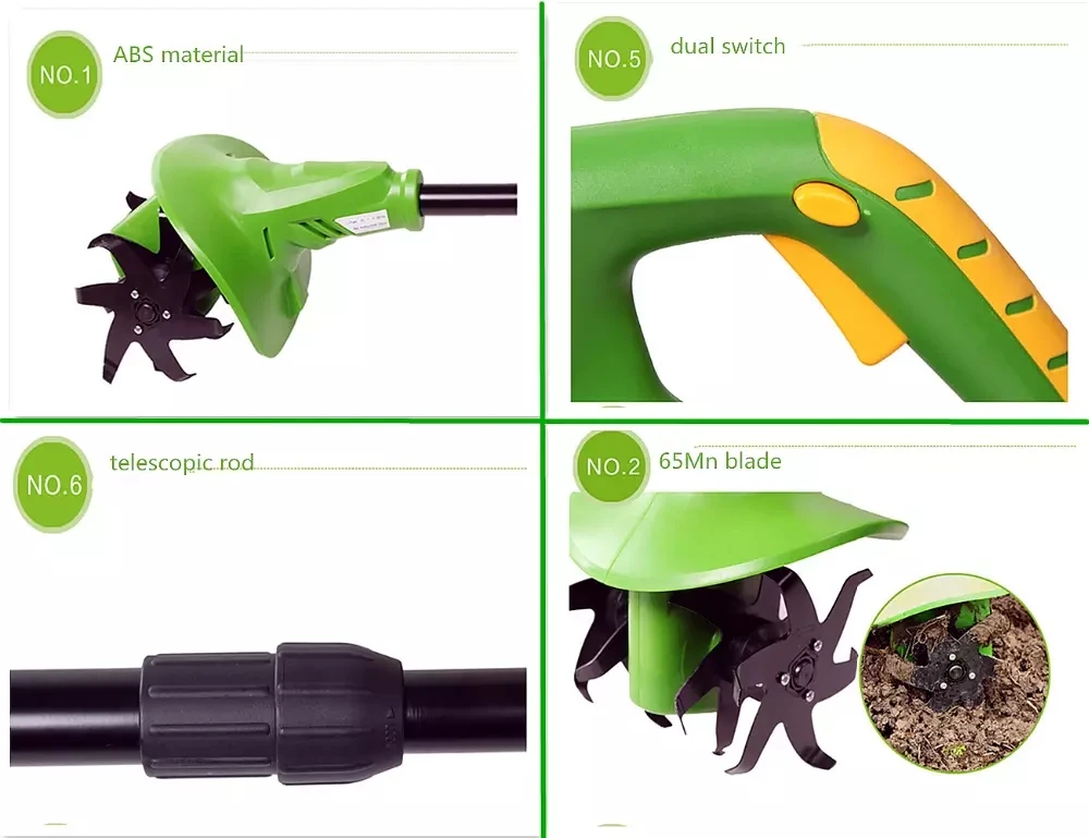 
mini Power tools Lithium battery hand push garden tiller and cultivator 