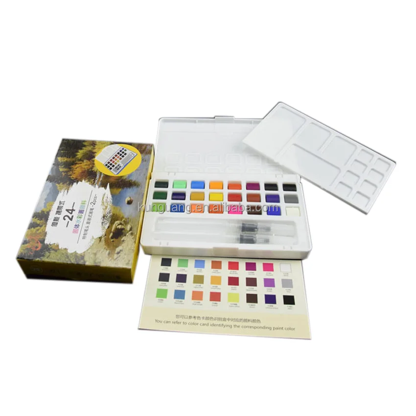 Customized 24 36 48 Colors Solid Watercolor Paints Set Watercolour Paint Set for Painting